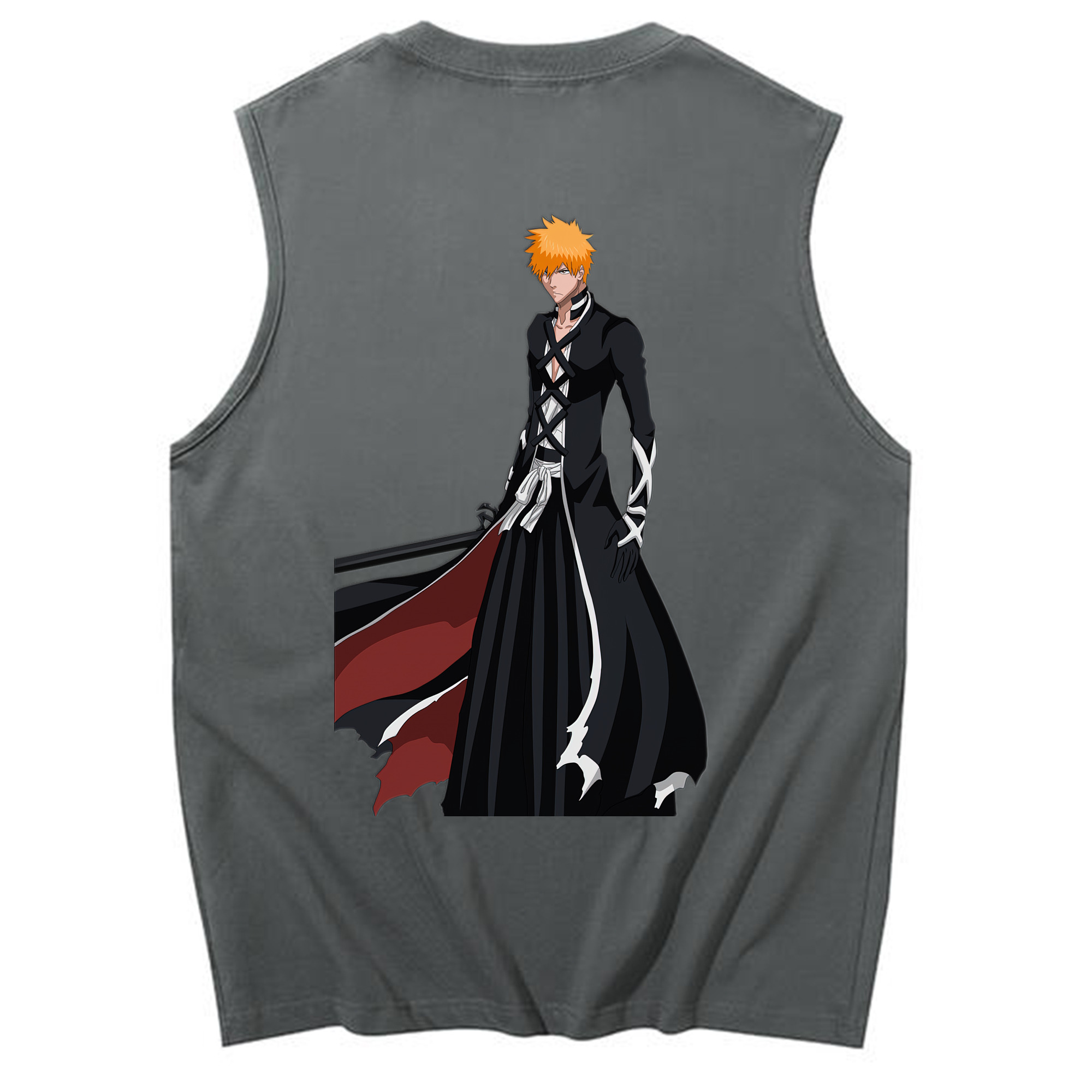 （画像用） ブリーチ 黒崎一護（くろさき いちご）BLEACH Kurosaki Ichigo コットン100％タンクトップ（背面プリント）